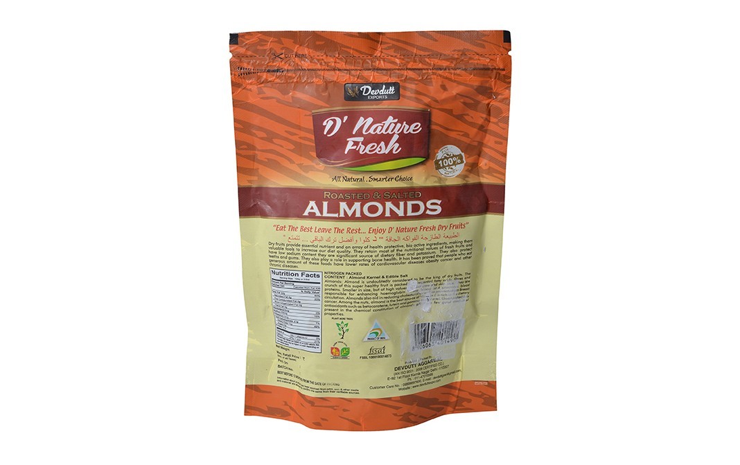 D'nature Fresh Roasted & Salted Almonds    Pack  80 grams